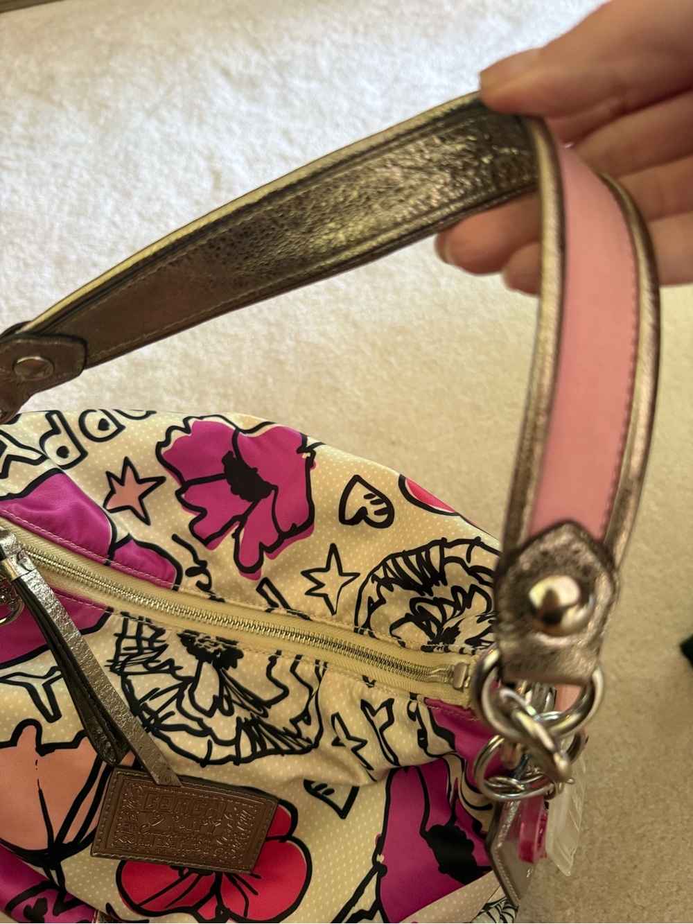 Coach poppy Y2K vintage Floral graffiti Pop Pink Hobo Bag - Picture 7 of 10